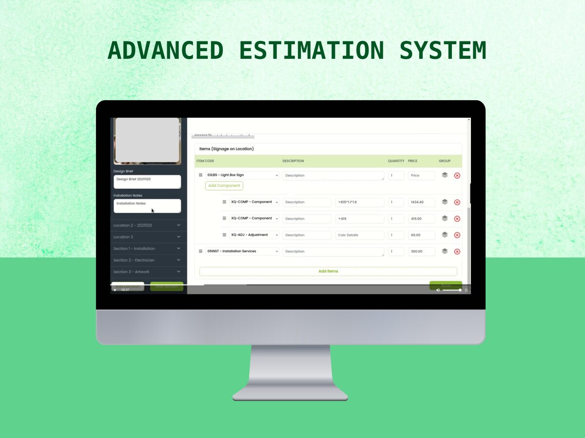 advanced custom estimation quotation form system development