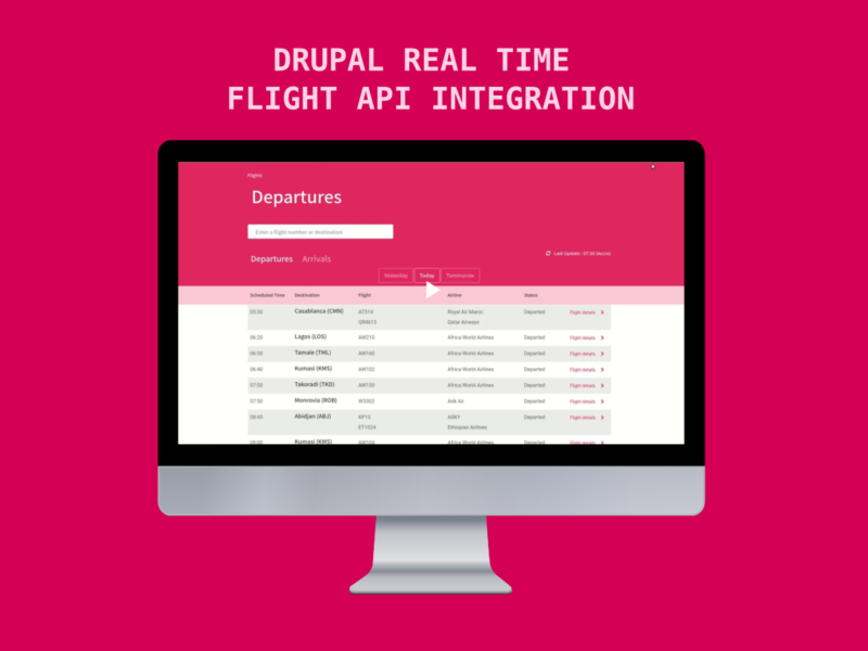 Custom Drupal Module for Real-Time Flight Data for an Airport Web Portal