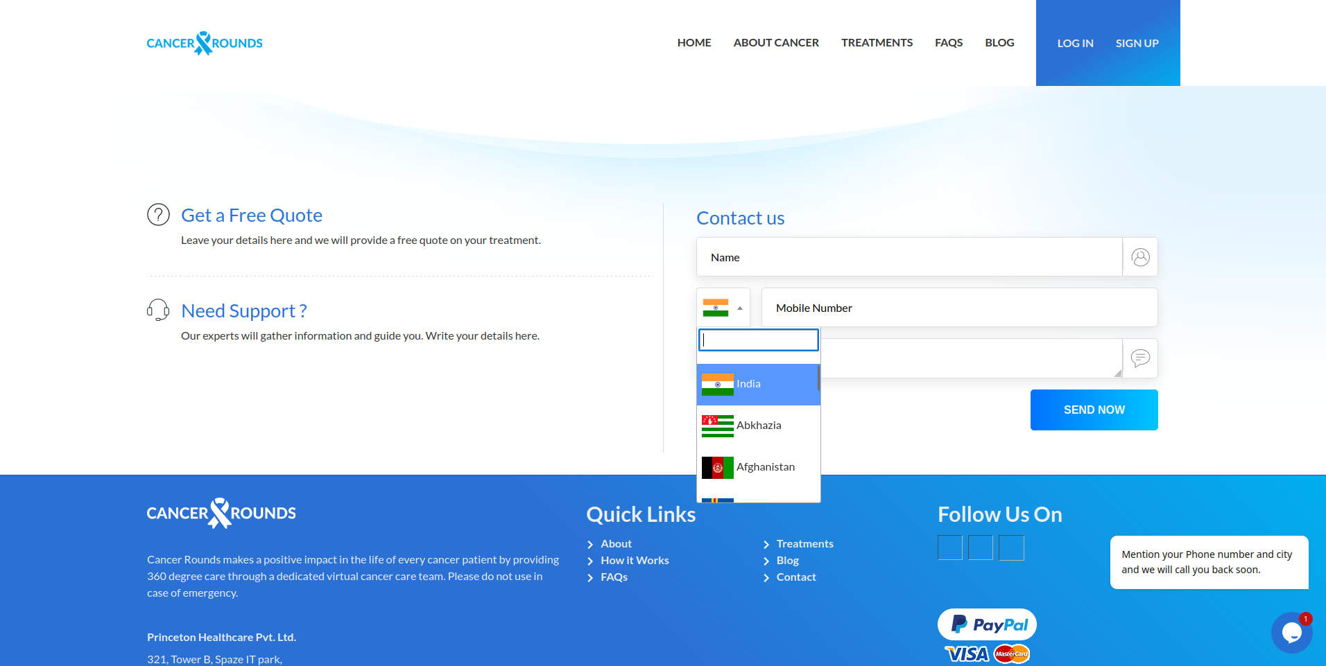 Contact Form with Country selection