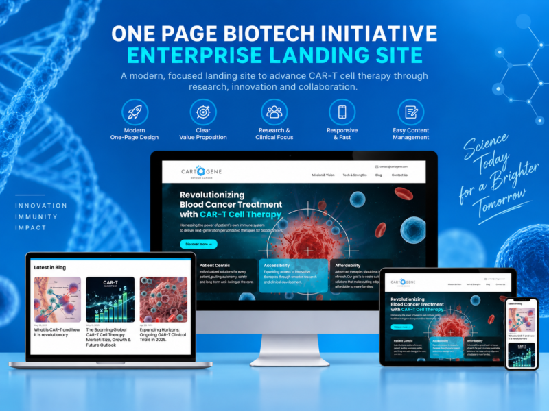 One-Page Landing Site for Biotech Initiative